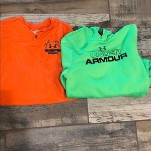 Boys Under Armour hoodie and long sleeve shirt